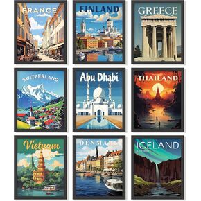 97 Decor Vintage Travel Decor Posters - World Travel Wall Art Prints, Retro Popular Cities Photo Collage Kit, Trendy City Landscape Aesthetic Pictures for Teen Dorm Bedroom (40 Pcs, 4"x6") in Kuwait