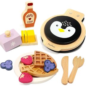 PairPear Wooden Pizza Toy Cutting Play Food Set, Kids Pretend Play Kitchen Accessories, Wooden Kids Kitchen Playset, Pizza Making Toy Set Cooking Gifts for Boys Girls Age 3+ in Kuwait