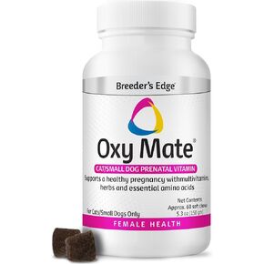 Revival Animal Health Breeder's Edge Oxy Mate (2 Pack, 120 Total Chews) Prenatal Soft Chews for Medium & Large Dogs & Cats, Pregnancy Vitamins for Dogs & Cats, 2-60 Count Bottles in Kuwait