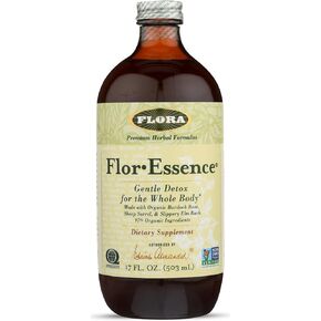 Flora Flor Essence Liquid Tea Blend 32oz LARGE - Gentle Detox Cleanse with Burdock Root, Slippery Elm, Kelp, Thistle - Premium Organic Ingredients in Kuwait