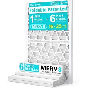 استبدال وسائط فلتر الهواء 16 × 20 × 1، 4 عبوات من الفلتر الداخلي المطوي AC/HVAC من MERV 13 فقط لإطار ABS القابل لإعادة الاستخدام من AErovivo (غير متضمن) - يدوم حتى 3 أشهر in Kuwait