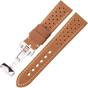 HuanJ Retro Calf Leather Watch Bands 18mm 20mm 22mm 24mm Soft Strap with Automatic Butterfly Buckle in Saudi Arabia