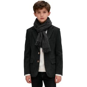 سترة للأولاد من جلد الغزال معطف رياضي كاجوال 2 أزرار مقاس نحيف يناسب سترات للأولاد من جلد الغزال مع جيوب in Kuwait