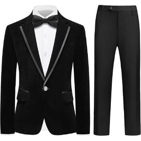 بدل سهرة MODFUL للأولاد الصغار ملابس زفاف رسمية مع ربطة عنق وقميص أبيض وسترة مخملية ومجموعة سراويل سوداء in Kuwait