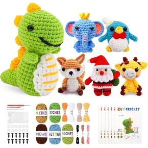 طقم كروشيه 6 قطع للمبتدئين من kacistech، مجموعات حيوانات كروشيه مع دروس فيديو خطوة بخطوة، حرفة يدوية للبالغين والأطفال، غزل، خطاف كروشيه، هدية عيد ميلاد، هدية عطلة in Kuwait