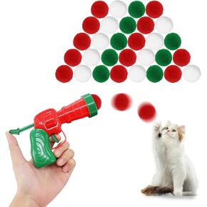 Andiker Cat Toy Balls Set, 30pcs Plush Cat Pom Pom Balls & a Plastic Cat Fetch Toy Launcher Set for Cat Catch and Fetch Interactive Cat Toy with Colorful Cat Balls for Indoor Cat (30 balls+1 launcher) in Kuwait
