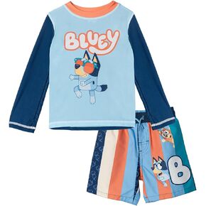 Bluey Rash Guard and Swim Trunks UPF 50+ Outfit Set Infant to Little Kid Sizes (12 Months - 7-8) in Saudi Arabia