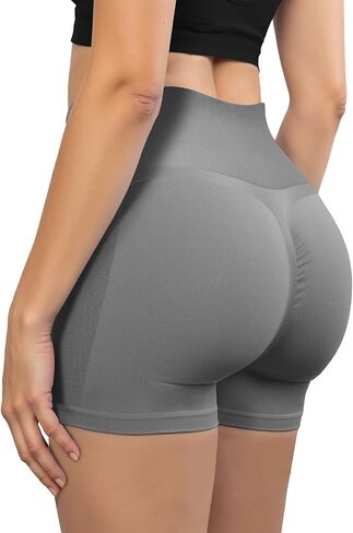 Gym Shorts Women, Seamless Yoga Workout Shorts, High-Waisted Scrunch Butt Booty Lifting Athletic Running Shorts in Kuwait