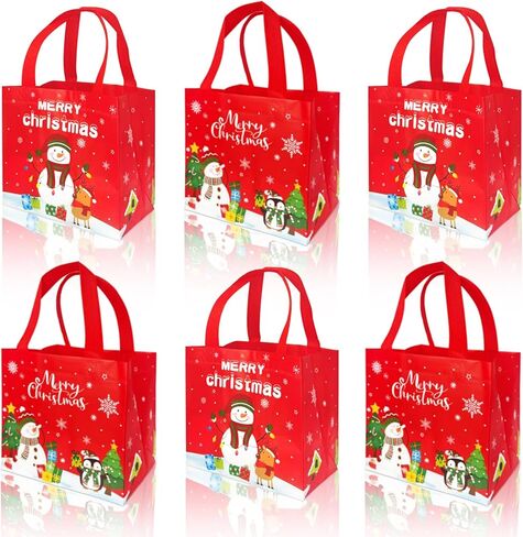 PERFQU 6 Pcs Halloween Goodie Bags - Large Happy Halloween Party Favor Bags, Non-Woven Halloween Tote Goody Candy Gift Bags with Handles for Halloween Themed Trick or Treat Party Favors Supplies in Kuwait