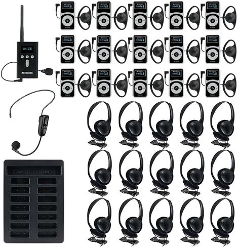Retekess T130P Wireless Tour Guide System, Tour Guide Microphone, 3th Generation T130 Noise Reduction System,160m/525ft, Walking Tour Headsets for Tour Groups (1 Transmitter 20 Receivers) in Saudi Arabia