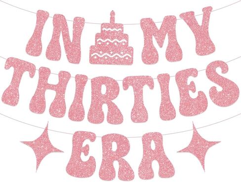 in My Thirties Era Glitter Banner for Her Him 30th Birthday Party Decorations, Pre-Strung Iridescent Happy Birthday Banner, 30th Birthday Gifts for Women ERAS Tour Party Decorations in Saudi Arabia