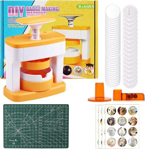 Button Maker Machine,55mm(2.16inch) DIY Button Press Machine with 48Pcs Button Maker Supplies,Cutter,Cutting Board and Sticker for Kids Pin Maker Christmas Birthday Gift in Saudi Arabia