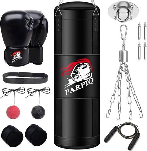 Hanging Punching Bag for Adults, 4ft New Upgrade Canvas Heavy Boxing Bag Set, Punching Bag with 12oz Boxing Gloves for MMA Kickboxing Muay Thai Training Home(Unfilled) in Saudi Arabia