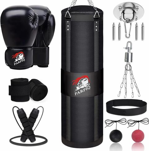 Hanging Punching Bag for Adults, 4ft New Upgrade Canvas Heavy Boxing Bag Set, Punching Bag with 12oz Boxing Gloves for MMA Kickboxing Muay Thai Training Home(Unfilled) in Saudi Arabia