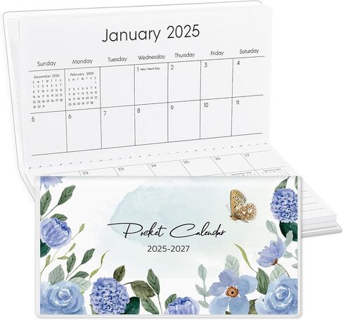 Pocket Calendar 2024-2026, Moon Pocket Calendar 2025 for Purse, Mini Monthly Calendar with Pvc Cover, Small Size (3.5" x 6"), From November 2024- December 2026 in Kuwait