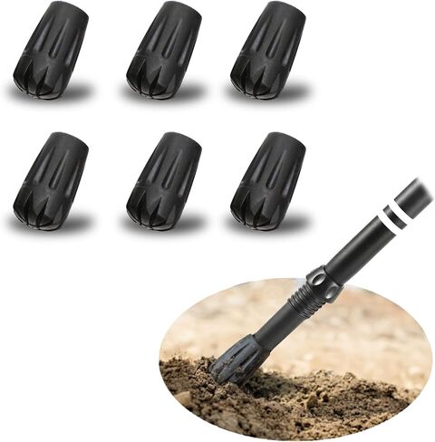 TREKOLOGY Black Trekking Pole Tips Replacement, 6pc/Set Hiking Pole Tips, Rubber Walking Pole Tips, Rubber Tips Trekking Poles Tip Walking Stick/ 11mm Hole Diameter - Fit Most Standard Hiking Poles in Kuwait
