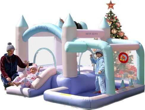 Bounce House Inflatable Slide Kids Bouncy Castle with Ball Pit,Dreamy Jumper with Air Blower for Wet and Dry in Kuwait