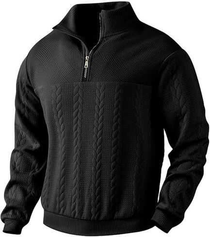 Mens Quarter Zip Pullover sweatshirt sweatshirt متماسك الأكمام الطويلة القميص البولو قميص البولو in Kuwait