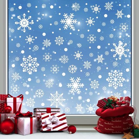 267 PCS Christmas Window Clings Snowflake Window Clings Stickers White Snowflake Clings for Glass Windows in Kuwait