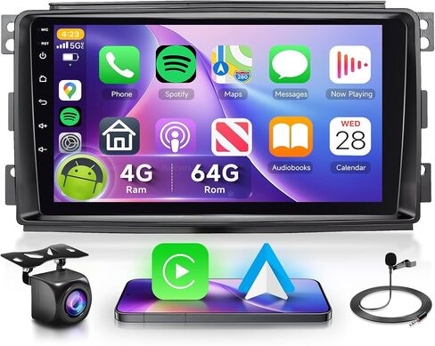 راديو سيارة 8 CORE 4G+64G لسيارة Mercedes-Benz Smart Fortwo 2005-2010 مع CarPlay/Android Auto، Podofo 9 بوصة 1280*720P IPS شاشة لمس ستيريو Android 13 GPS WiFi Bluetooth DSP SWC + كاميرا احتياطية عالية الدقة in Saudi Arabia