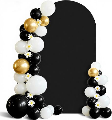 7.2 FT Arch Backdrop Cover, Spandex Wedding Black Arch Cover Stretchy Backdrop for Chiara Stand Baby Shower Birthday Balloon Decor 7.2FT Black in Saudi Arabia