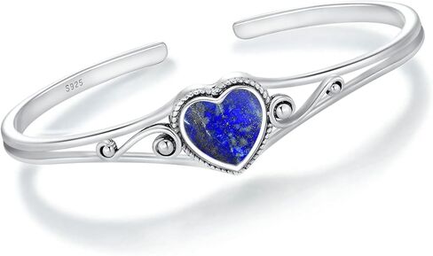 Genuine Turquoise Bracelet, Sterling Silver Native American Boho Adjustable Heart Bangle Cuff Jewelry for Women, Fit for 6.5 7 7.5 Inches in Kuwait