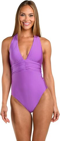 Sunshine 79 Women's Standard Plunge Mio One Piece Swimsuit, Black//Sunshine Solids in Kuwait