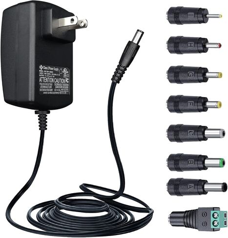 12V 3A Power Supply Adapter with 8 Tips, 3000mA 36W AC DC Switching Adapter, 12V 500mA 1A 1.5A 2A 2.5A 3A for LED Strip Light DVR NVR CCTV Camera Printer Router and More (ETL, 6ft) in Kuwait