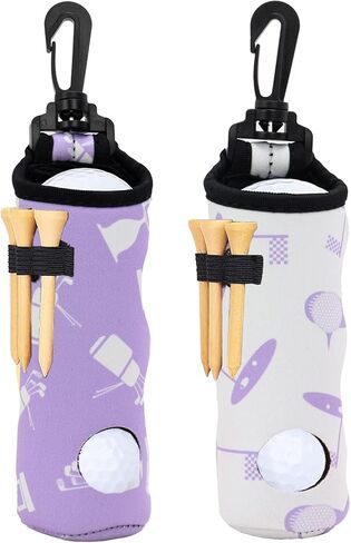 GAG GIFTS Golf Gifts for Women, 2 Pack Golf Ball Tee Holder, Print Golf Ball Carry Bag with Light Weight Hook, Portable Golf Accessories for Ladies/Girls, Golf Tee Holder Pouch (Pink) in Saudi Arabia