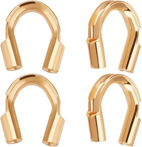Beebeecraft 1 Box 100Pcs 2 Colors Jewellery Wire Guardians 18K Gold Plated & Platinum Plated U Shape Wire Guard Loops Thread Protector for Jewelry Making Bracelet Necklaces(Hole: 0.5~0.6mm) in Saudi Arabia