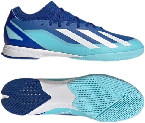 adidas X CRAZYFAST.3 Indoor/Futsal Soccer Shoes, Unisex Adult Sizing, Made with Recycled Materials, Perfected for Indoor/Futsal Competition and Training, White/Black/Lucid Lemon, 7.5 Women/6.5 Men in Saudi Arabia