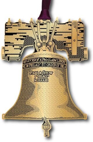 Liberty Bell Hanging Tree Ornament – 100% Brass Christmas Decorations for Year-Round Display, 3 Oz. Shatterproof Christmas Ornaments, Made in USA in Saudi Arabia