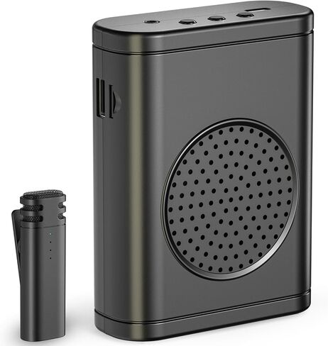 Wireless Voice Amplifier with Wireless Lavalier Lapel Microphone, PA System, Portable Speaker and Cordless Omnidirectional Mic for Teacher, Streaming, Classroom, Speech, Meeting, Yoga, Outdoors in Saudi Arabia