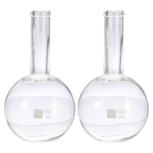 PATIKIL 250ml Boiling Flask, 2Pcs 3.3 Borosilicate Glass Single Neck Flat Bottom Flask with 24/40 Standard Taper Outer Joint for Laboratory, Clear in Saudi Arabia
