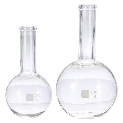 PATIKIL 250ml Boiling Flask, 2Pcs 3.3 Borosilicate Glass Single Neck Flat Bottom Flask with 24/40 Standard Taper Outer Joint for Laboratory, Clear in Saudi Arabia