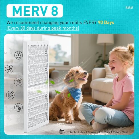 استبدال وسائط فلتر الهواء 16 × 20 × 1، 4 عبوات من الفلتر الداخلي المطوي AC/HVAC من MERV 13 فقط لإطار ABS القابل لإعادة الاستخدام من AErovivo (غير متضمن) - يدوم حتى 3 أشهر in Kuwait