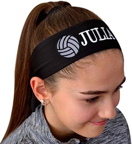 Funny Girl Designs Volleyball TIE BACK Moisture Wicking Headband Personalized with the EMBROIDERED Name of Your Choice in Saudi Arabia