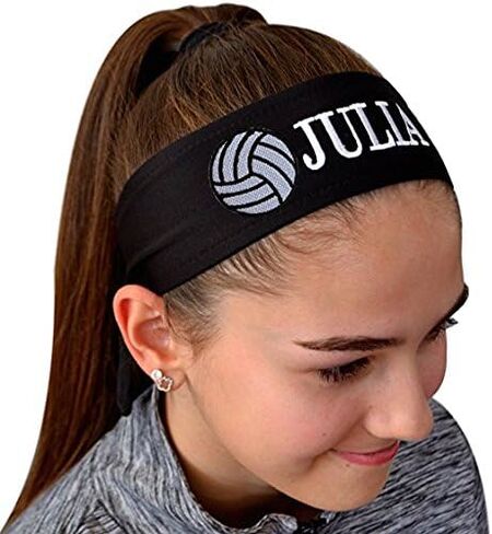Funny Girl Designs Volleyball TIE BACK Moisture Wicking Headband Personalized with the EMBROIDERED Name of Your Choice in Saudi Arabia