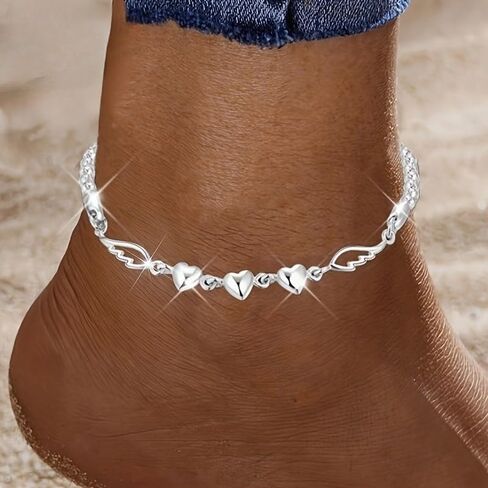 Exquisite Heart Shaped Angel Wing Ankle,Fashionable, Perfect for Bridesmaid Gifts, Music Festival Parties, Daily Commuting, and Banquets in Saudi Arabia