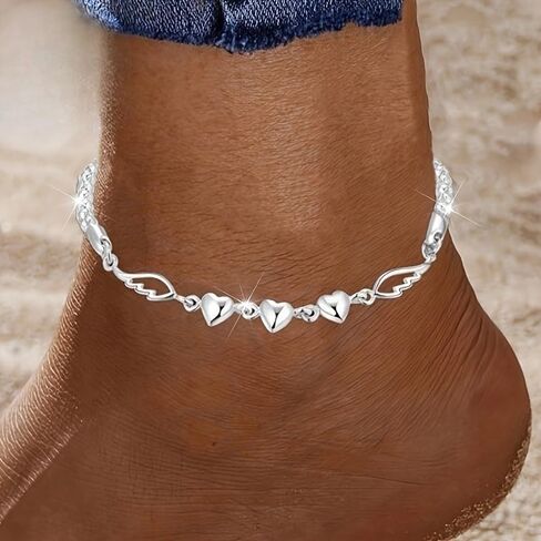 Exquisite Heart Shaped Angel Wing Ankle,Fashionable, Perfect for Bridesmaid Gifts, Music Festival Parties, Daily Commuting, and Banquets in Saudi Arabia