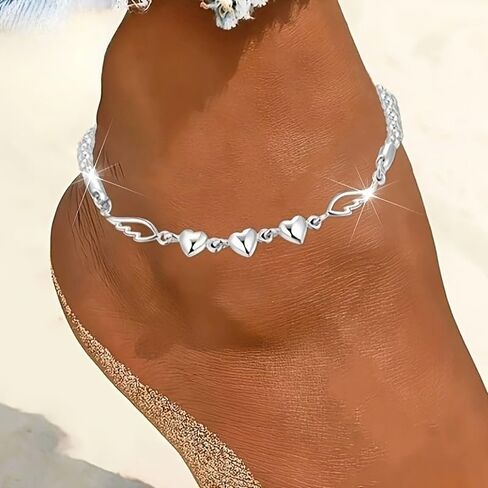 Exquisite Heart Shaped Angel Wing Ankle,Fashionable, Perfect for Bridesmaid Gifts, Music Festival Parties, Daily Commuting, and Banquets in Saudi Arabia