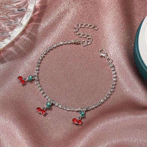 Cherry Fruit Pendant for Girls' Ankles, Exquisite Accessories for Beach Leisure, Adjustable Length, Ideal Choice for Summer Clothing in Saudi Arabia