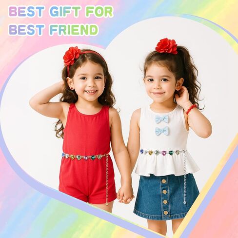 Kids Heart Chain Belt – Adjustable Gold & Silver Metal Belt with Colorful Rhinestone for Girls Dresses, Festivals in Saudi Arabia