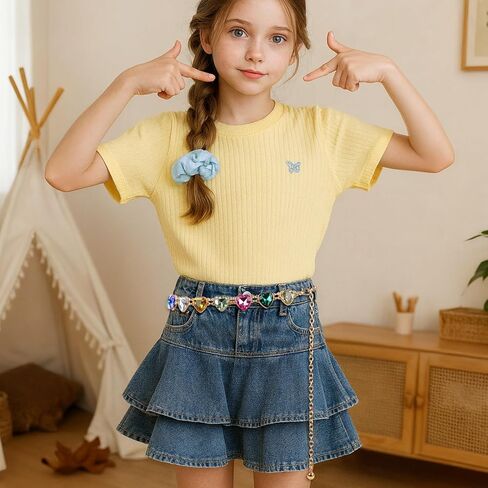 Kids Heart Chain Belt – Adjustable Gold & Silver Metal Belt with Colorful Rhinestone for Girls Dresses, Festivals in Saudi Arabia