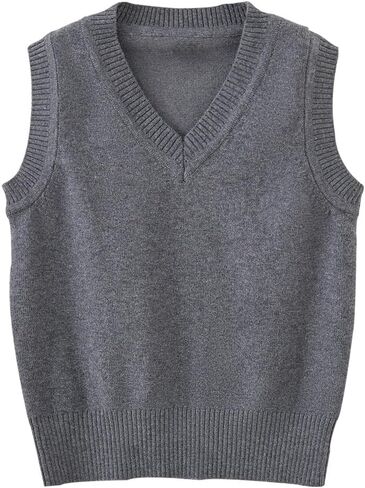 Girls & Boys Uniform Cotton V-Neck Sweater Vest, Knit Sweater Cardigan with Button in Saudi Arabia