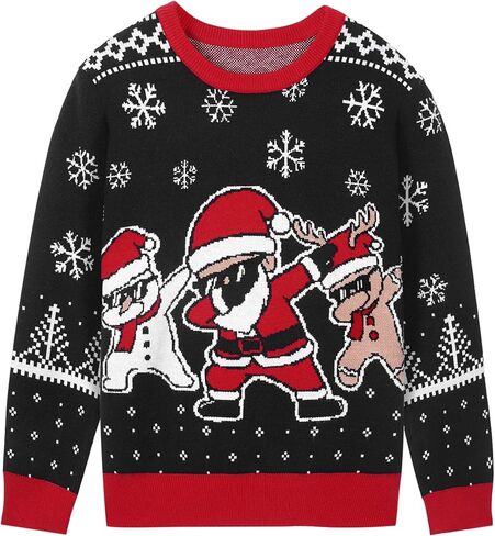 Boy's Ugly Christmas Sweater, Youth Kids Funny Santa Xmas Sweatshirts, Long Sleeve Cute Warm Winter Holiday Pullover in Saudi Arabia