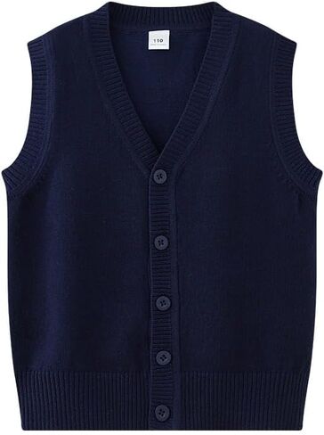 Girls & Boys Uniform Cotton V-Neck Sweater Vest, Knit Sweater Cardigan with Button in Saudi Arabia