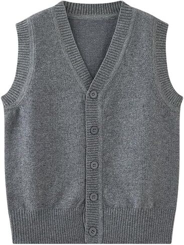 Girls & Boys Uniform Cotton V-Neck Sweater Vest, Knit Sweater Cardigan with Button in Saudi Arabia