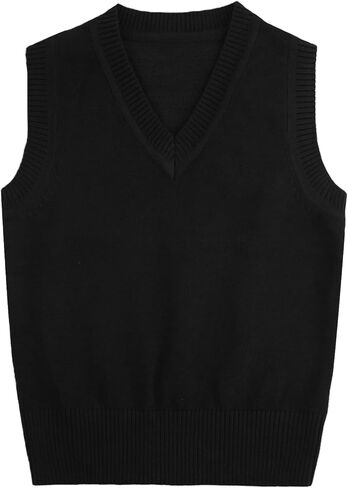 Girls & Boys Uniform Cotton V-Neck Sweater Vest, Knit Sweater Cardigan with Button in Saudi Arabia