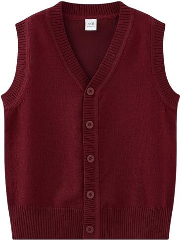 Girls & Boys Uniform Cotton V-Neck Sweater Vest, Knit Sweater Cardigan with Button in Saudi Arabia